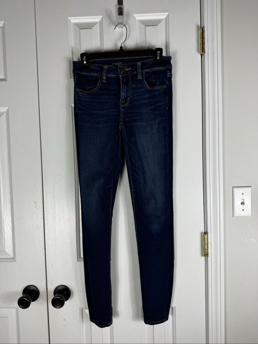 American Eagle Womens Dark Wash Jeggings Size 4 Long